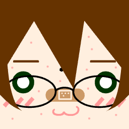 Square face avatar with strong hair contrast and readable eyes